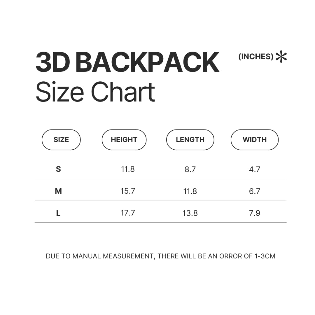 3D Backpack Size Chart - Hannah Montana Merch