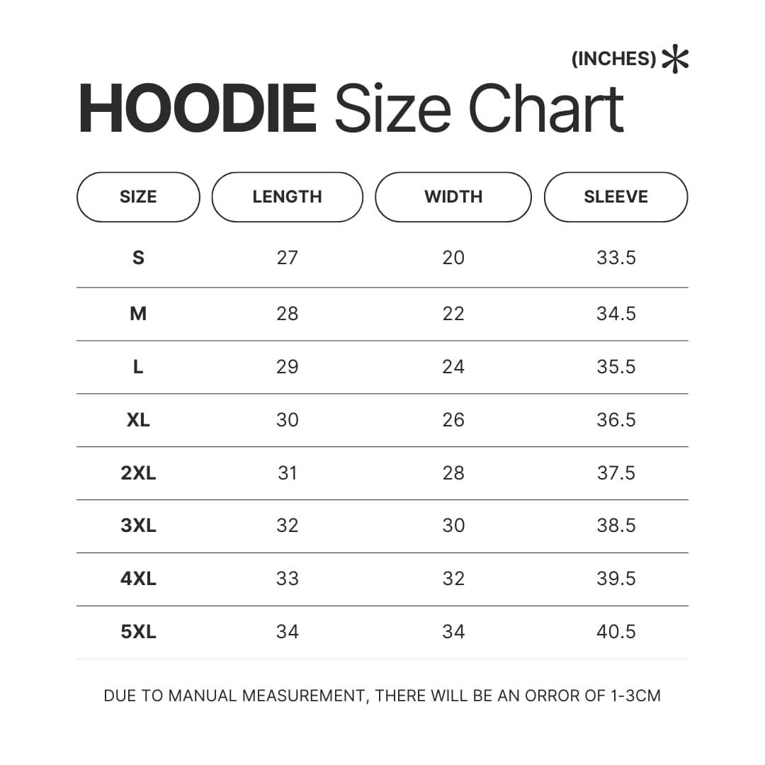 Hoodie Size Chart - Hannah Montana Merch