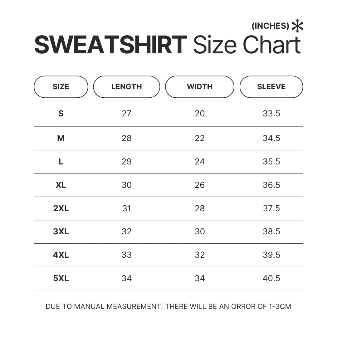 Sweatshirt Size Chart - Hannah Montana Merch