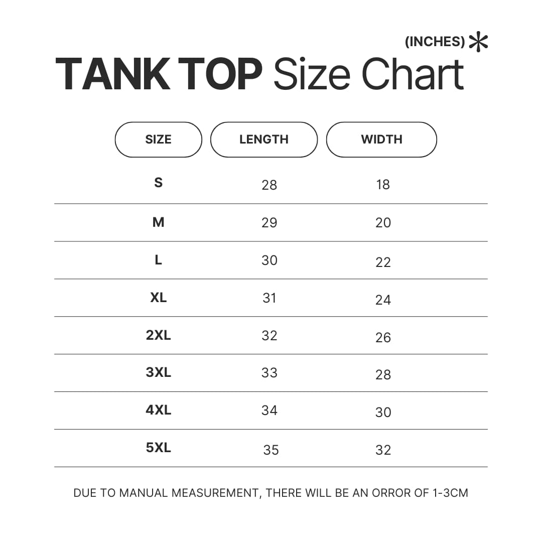 Tank Top Size Chart - Hannah Montana Merch