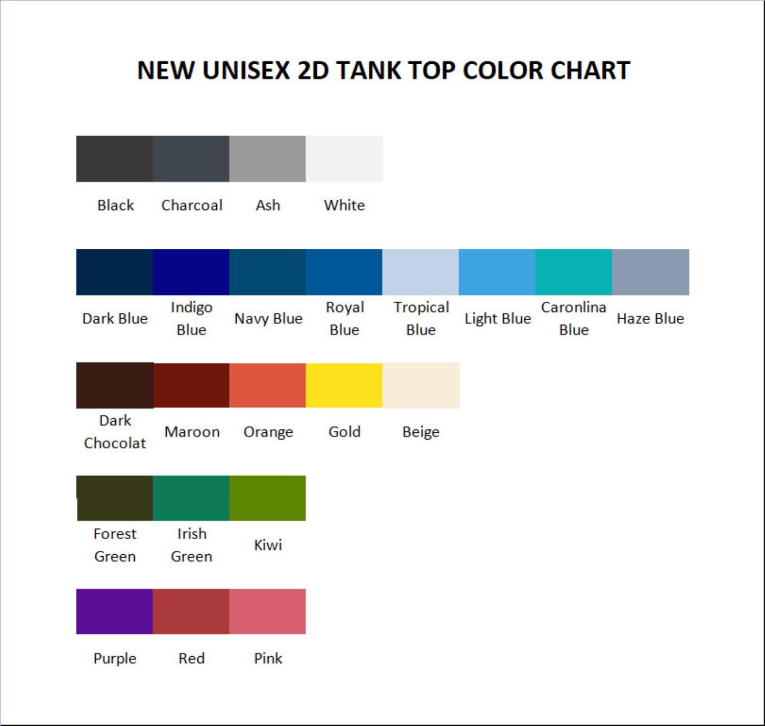 tank top color chart - Hannah Montana Merch